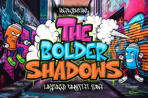 The Bolder Shadows - 3d Layered Graffiti Font Font Mozzatype 