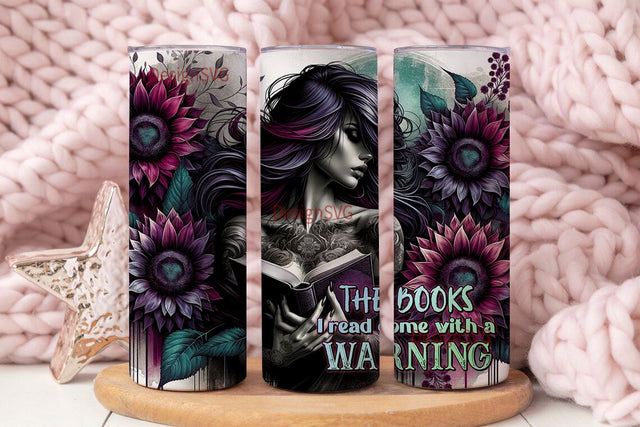 The Book I Read Come With A Warning 20oz Skinny Straight Tumbler Sublimation Design, Tumbler Wrap For Her PNG, Digital Download Sublimation DesignSVG 