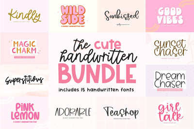 The Cute Handwritten Bundle - 15 Fonts for Crafters Font KA Designs 