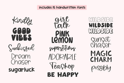 The Cute Handwritten Bundle - 15 Fonts for Crafters Font KA Designs 