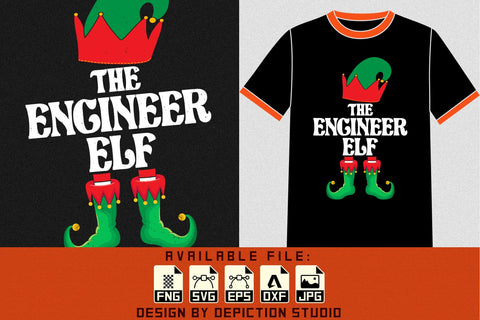 The Engineer Elf Shirt, Christmas Elf Shirt Print Template Sketch DESIGN Depiction Studio 