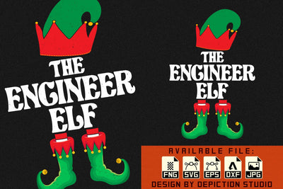 The Engineer Elf Shirt, Christmas Elf Shirt Print Template Sketch DESIGN Depiction Studio 
