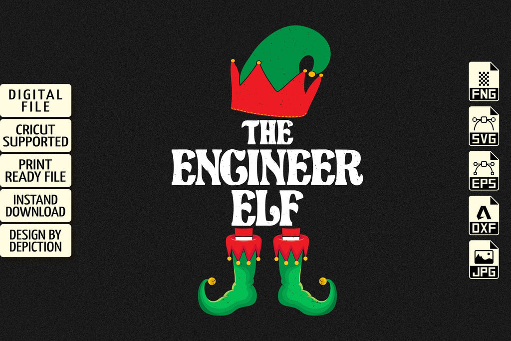 Engineering Elf The Engineer Elf Shirt, Christmas Elf Shirt Print Template - So Fontsy