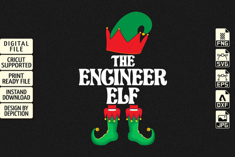 The Engineer Elf Shirt, Christmas Elf Shirt Print Template Sketch DESIGN Depiction Studio 