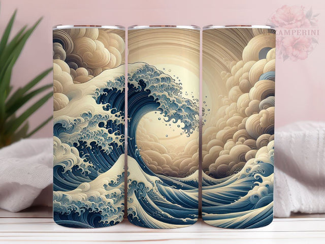 The Great Wave Art 20oz Tumbler Wrap PNG, Japanese Waves Tumbler Png, Straight & Tapered Tumbler Wrap, Instant Digital Download Sublimation Li Zamperini 