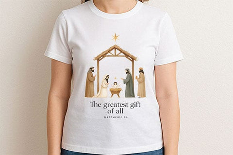 The Greatest Gift of All PNG Christian Nativity Christmas Design SVG BillahCrafts 