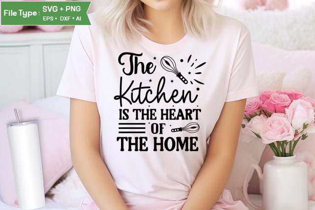 The Kitchen Is The Heart Of The Home SVG Cut File, Farmhouse Kitchen SVG Design, SVGs,Quotes and Sayings,Food & Drink,On Sale, Print & Cut SVG DesignPlante 503 
