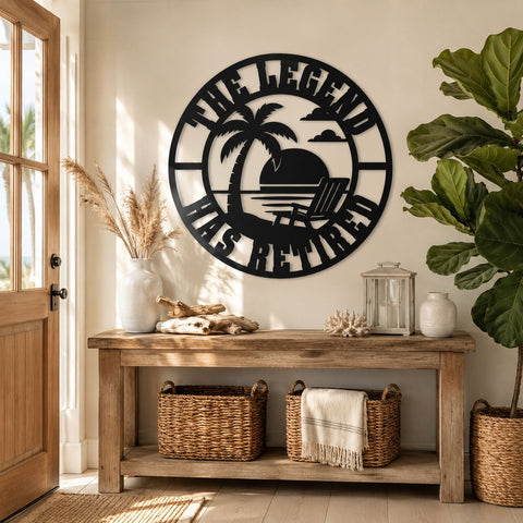 The Legend Has Retired Laser SVG | Retirement Metal Wall Art DXF | Beach Sunset Sign | CNC Plasma Cut File | Laser Cut Svg | Retired Gift SVG HappyDesignStudio 