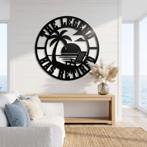 The Legend Has Retired Laser SVG | Retirement Metal Wall Art DXF | Beach Sunset Sign | CNC Plasma Cut File | Laser Cut Svg | Retired Gift SVG HappyDesignStudio 
