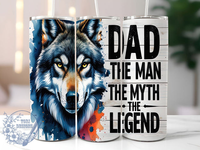 The Legend Wolf Dad Tumbler Design, Wolf Themed Tumbler, The Legend Tumbler, 20oz Father’s Day Wrap, Man Myth Legend Tumbler, Wolf Lover Tumbler, Dad Gift Tumbler Sublimation ToriDesigns 