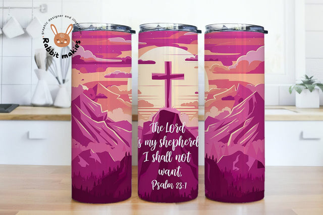 The Lord is my shepherd psalm 23 Tumbler, christian Sublimation Design, bible scripture tumbler png instant download Sublimation Rabbitmakies 