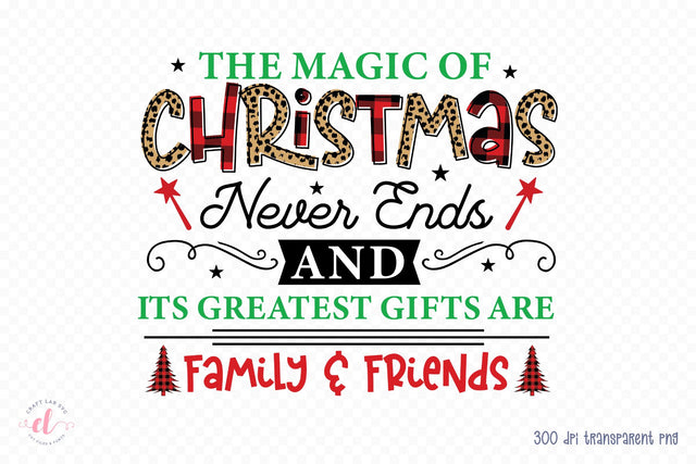 The Magic of Christmas Never Ends PNG Sublimation Sublimation CraftLabSVG 