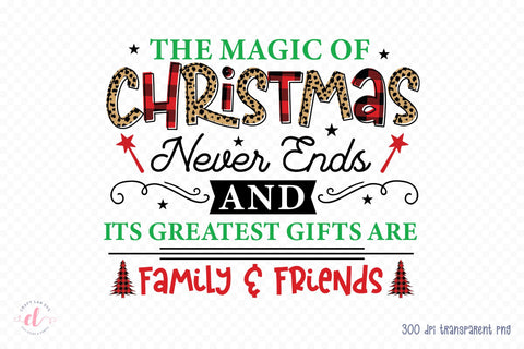 The Magic of Christmas Never Ends PNG Sublimation Sublimation CraftLabSVG 