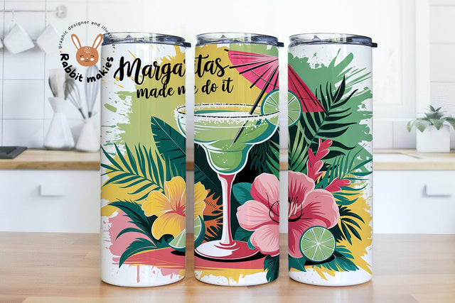 The Margaritas made me do it, Margarita 20oz skinny sublimation design, Cocktail PNG instant digital download, Alcohol Tumbler Design Sublimation Rabbitmakies 