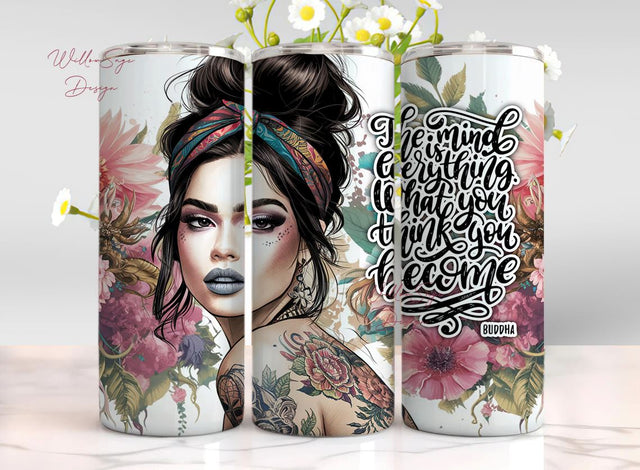 The Mind is Everything, Boho Tumbler Wrap Boho Tumbler PNG Wrap Boho Quote Tumbler Wrap Quote Tumbler Wrap Sublimation WillowSageDesign 