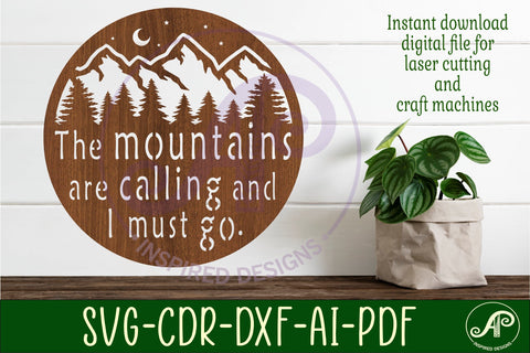 The mountains are calling wall art sign, SVG file. vector SVG APInspireddesigns 
