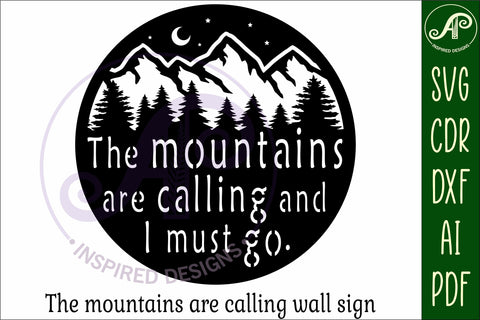 The mountains are calling wall art sign, SVG file. vector SVG APInspireddesigns 