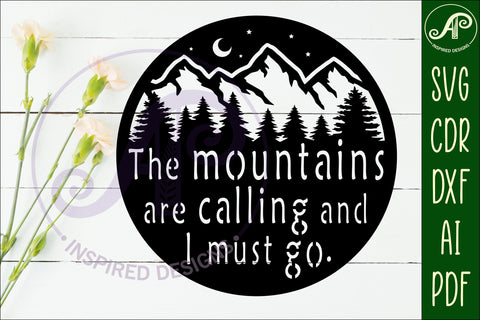 The mountains are calling wall art sign, SVG file. vector SVG APInspireddesigns 