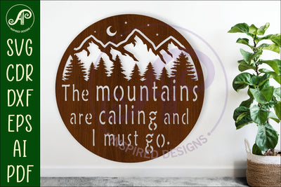 The mountains are calling wall art sign, SVG file. vector SVG APInspireddesigns 