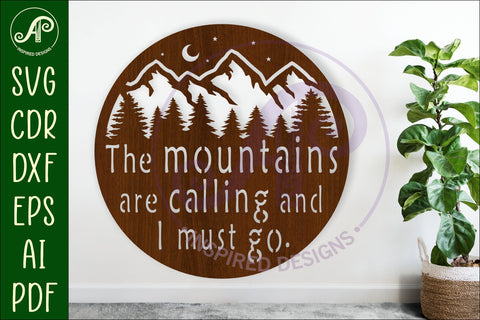 The mountains are calling wall art sign, SVG file. vector SVG APInspireddesigns 