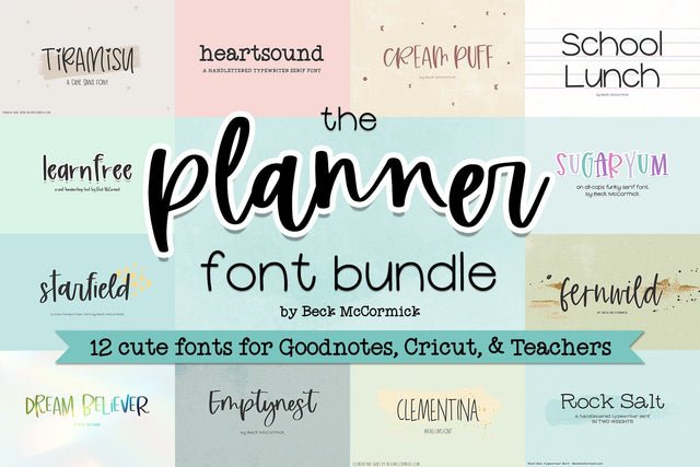 The Planner Font Bundle Font Beck McCormick 