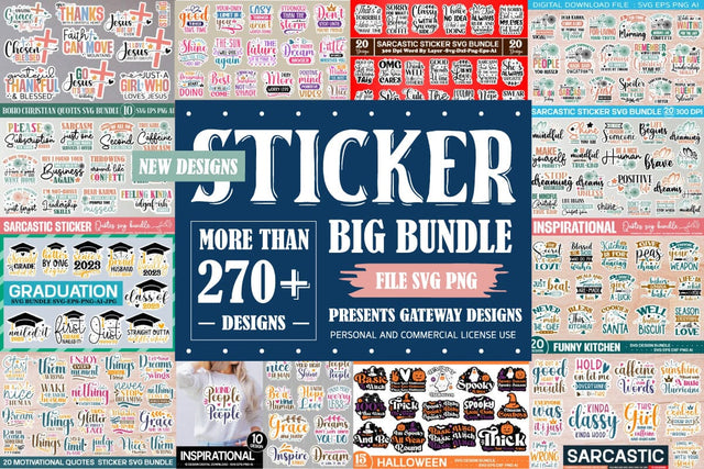 The Printable sticker svg bundle/270 Designs ,Best Seller,SVGs,Quotes and Sayings,Food & Drink,On Sale, Print & Cut SVG designmaster24 