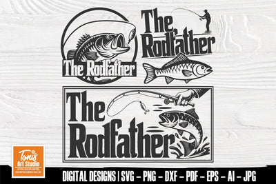 The Rodfather SVG Bundle | Funny Fishing Shirt SVG for Dad | Bass Fishing SVG | Rodfather Cut Files for Cricut Silhouette Laser SVG TonisArtStudio 