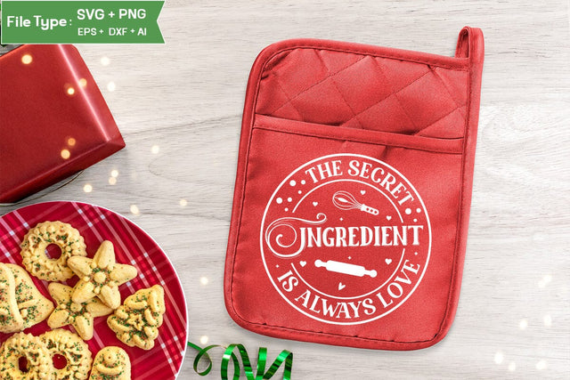 The Secret Ingredient Is Always Love Pot Holder SVG Design, Christmas Pot Holder SVG Design, Christmas SVG, SVGs, Food & Drink, Print & Cut, Quotes and Sayings SVG DesignPlante 503 
