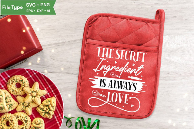 The Secret Ingredient Is Always Love Pot Holder SVG Design, Christmas Pot Holder SVG Design, Christmas SVG, SVGs, Food & Drink, Print & Cut, Quotes and Sayings SVG DesignPlante 503 