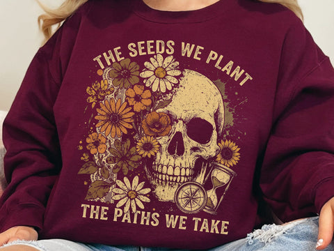 The Seeds We Plant Skull PNG, Memento Mori Floral Design SVG DesignDestine 