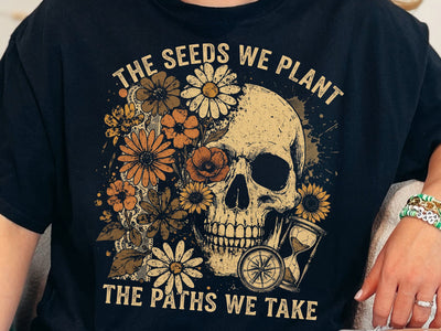 The Seeds We Plant Skull PNG, Memento Mori Floral Design SVG DesignDestine 