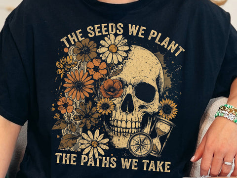 The Seeds We Plant Skull PNG, Memento Mori Floral Design SVG DesignDestine 