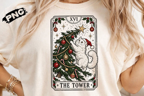 The Tower Cat Christmas Tarot Card PNG SVG DesignDestine 