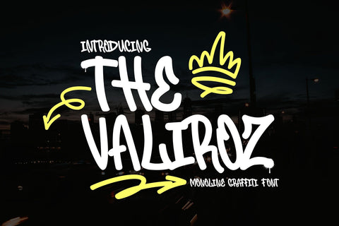 The Valiroz - Monoline Graffiti Font Font Mozzatype 