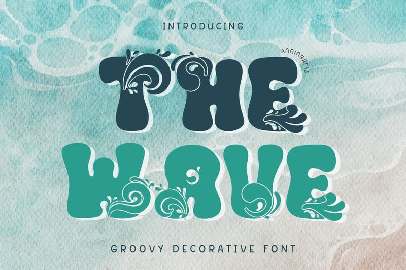 The Wave - Groovy decorative font Font AnningArts Design 