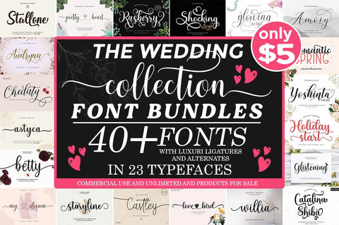 The Wedding Collection Font Bundle Font Suza Studio 