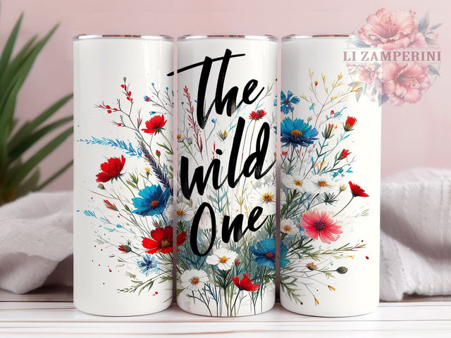 The Wild One Wildflowers 20oz Tumbler Wrap PNG, Flower Mom Tumbler Png, Straight & Tapered Tumbler Wrap, Instant Digital Download Sublimation Li Zamperini 