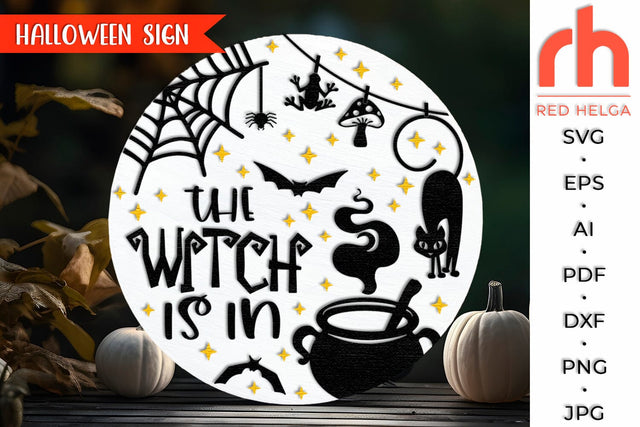 The Witch Is In SVG, Halloween Door Sign Cut File SVG RedHelgaArt 