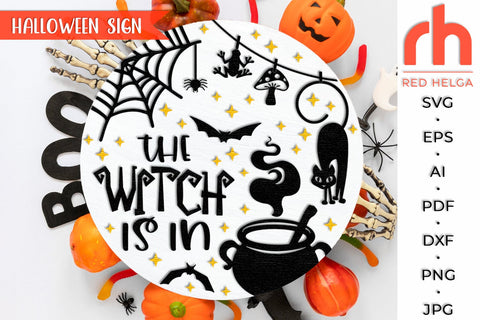 The Witch Is In SVG, Halloween Door Sign Cut File SVG RedHelgaArt 