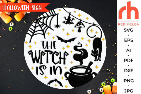 The Witch Is In SVG, Halloween Door Sign Cut File SVG RedHelgaArt 