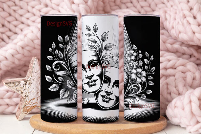 Theatrical Masks 20oz Tumbler Wrap Sublimation DesignSVG 
