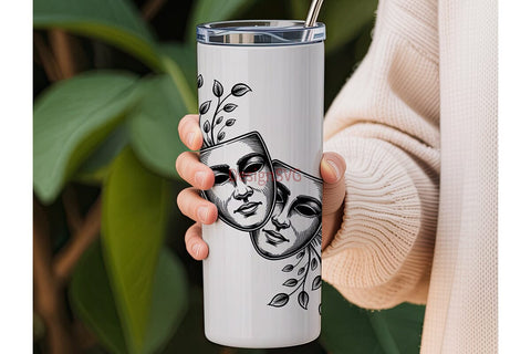 Theatrical Masks 20oz Tumbler Wrap Sublimation DesignSVG 