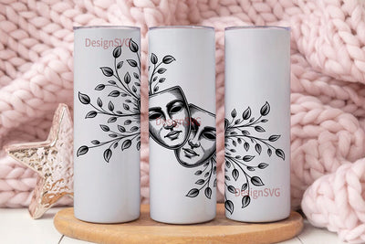 Theatrical Masks 20oz Tumbler Wrap Sublimation DesignSVG 