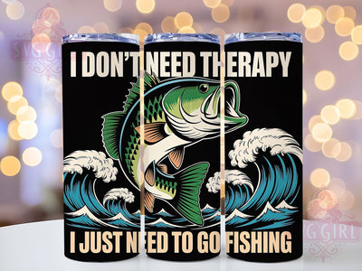 Therapy Fishing Quote 20oz Tumbler, Fishing Tumbler, Sublimation Wrap, 20oz Tumbler Design, Outdoor Fishing Gift, PNG Tumbler Wrap, Funny Fisherman Quote Sublimation SvggirlplusArt 