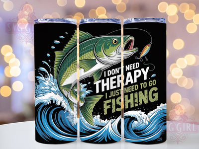 Therapy Fishing Quote 20oz Tumbler, Fishing Tumbler, Sublimation Wrap, 20oz Tumbler Design, Outdoor Fishing Gift, PNG Tumbler Wrap, Funny Fisherman Quote Sublimation SvggirlplusArt 