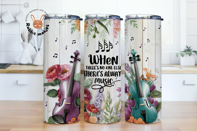There's Always Music Tumbler Template Png, Music Tumbler Wrap, 20 oz Skinny Tumbler Wrap, Music Lovers Sublimation Rabbitmakies 