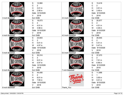 There's No Crying in Baseball Embroidery Design – Funny Baseball Saying Sports Machine Embroidery File Embroidery/Applique DESIGNS PatternFeed8 