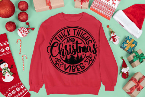 Thick thighs and Christmas vibes svg, Christmas vibes svg, Christmas svg, Cut files, Christmas Cricut, Christmas Holiday, Svg, T-shirt, T-shirt svg, USA holiday svg, Craft SVG Isabella Machell 