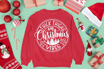 Thick thighs and Christmas vibes svg, Christmas vibes svg, Christmas svg, Cut files, Christmas Cricut, Christmas Holiday, Svg, T-shirt, T-shirt svg, USA holiday svg, Craft SVG Isabella Machell 