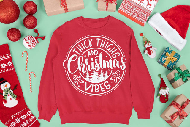 Thick thighs and Christmas vibes svg, Christmas vibes svg, Christmas svg, Cut files, Christmas Cricut, Christmas Holiday, Svg, T-shirt, T-shirt svg, USA holiday svg, Craft SVG Isabella Machell 